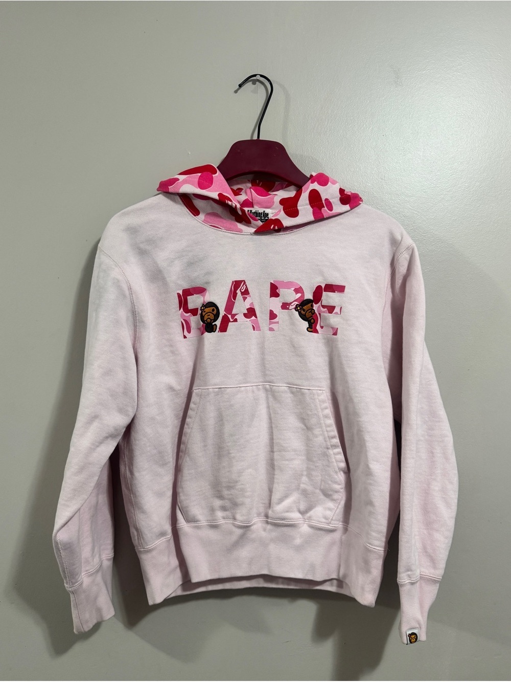 BAPE Baby Milo Pink Camo Hoodie Pullover A Bathing Ape Streetwear Size Small